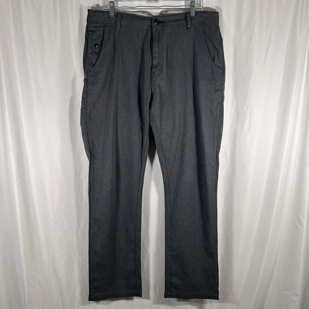 Horny Toad Pants Men's 36 Grey Flat Front Cargo Pocket Button Zip Cotton Blend